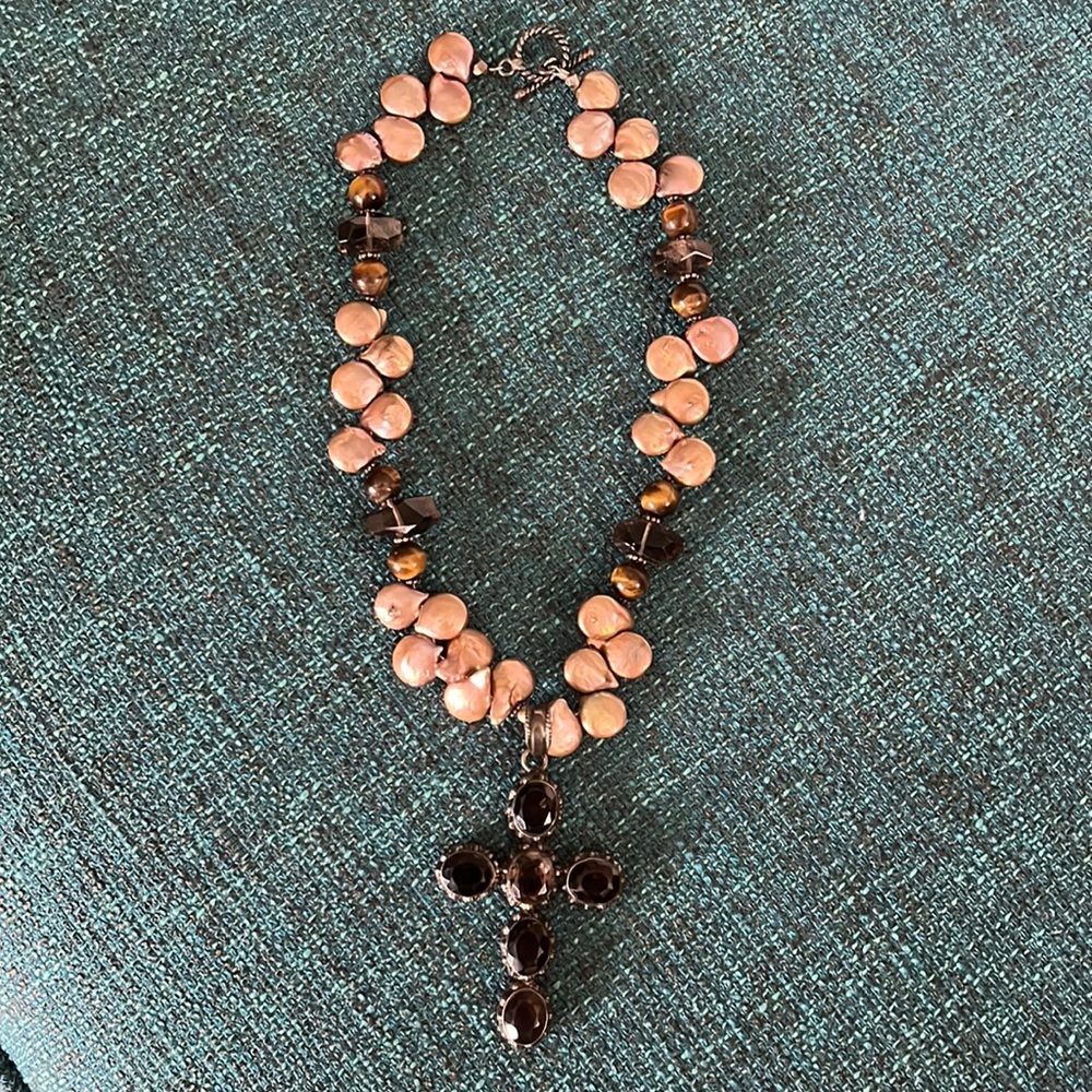 Gorgeous beautifully handcrafted brown quartz beaded necklace